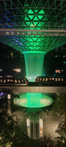 Singapore Changi Airport's Rain Vortex at the Jewel.